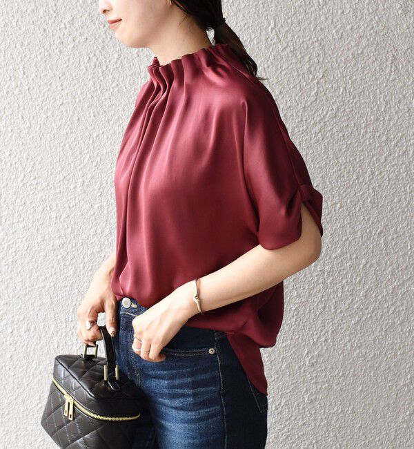 SHIPS for women「〈手洗い可能〉ネック ギャザー ソリッド ブラウス 」|シャツ・ブラウス|