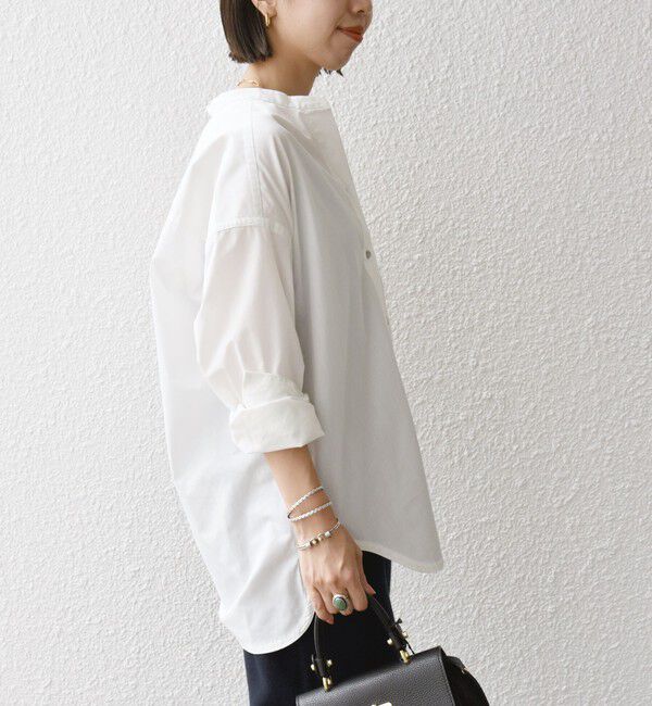 SHIPS any「《一部追加予約》SHIPS any:〈洗濯機可能〉REPREVE バンド カラー シャツ」|シャツ・ブラウス|