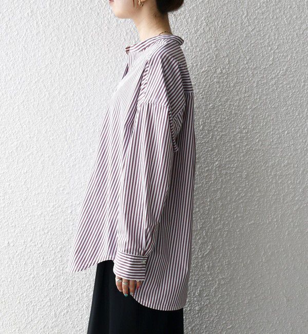 SHIPS any「《一部追加予約》SHIPS any:〈洗濯機可能〉REPREVE バンド カラー シャツ」|シャツ・ブラウス|