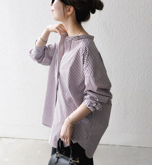 SHIPS any「《一部追加予約》SHIPS any:〈洗濯機可能〉REPREVE バンド カラー シャツ」|シャツ・ブラウス|