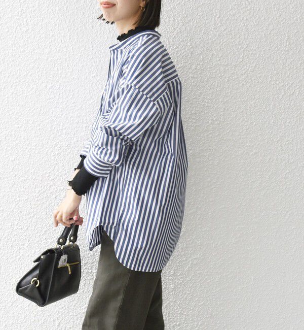 SHIPS any「《一部追加予約》SHIPS any:〈洗濯機可能〉REPREVE バンド カラー シャツ」|シャツ・ブラウス|