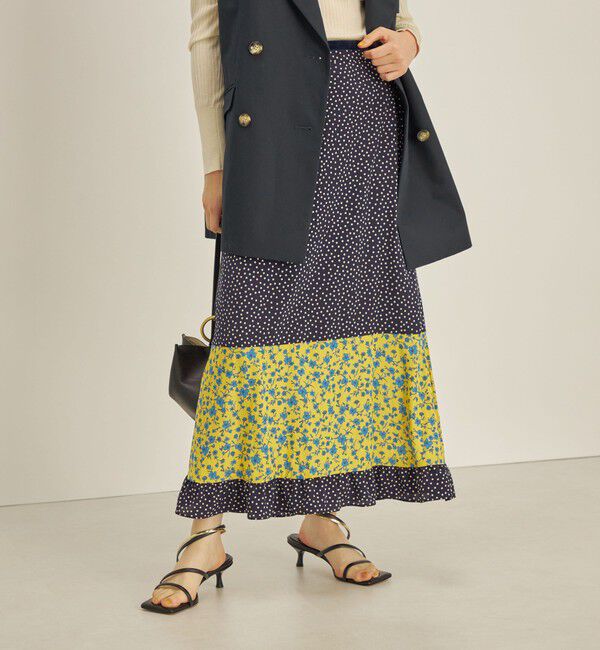 SHIPS for women「〈手洗い可能〉切替 プリント セミフレア スカート」|スカート|