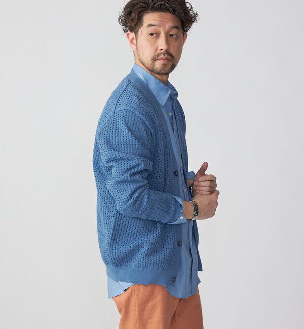 SHIPS「SHIPS:〈手洗い可能〉12ゲージ クロシェライク アイレット カーディガン」|カーディガン|