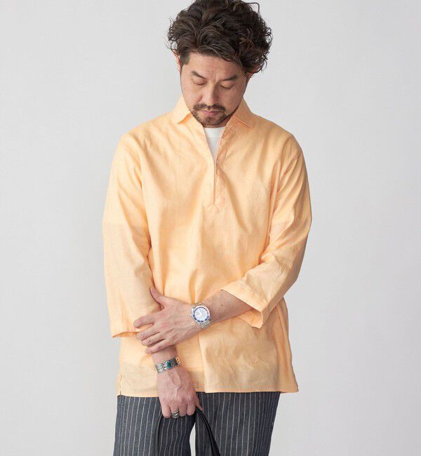 SHIPS「SHIPS: SOLOTEX(R) サフィランリネン リラックス 7スリーブ カプリシャツ」|シャツ・ブラウス|