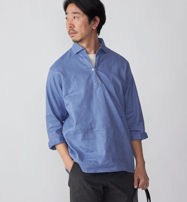 SHIPS「SHIPS: SOLOTEX(R) サフィランリネン リラックス 7スリーブ カプリシャツ」|シャツ・ブラウス|ブルー