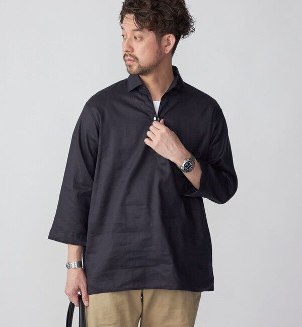 SHIPS「SHIPS: SOLOTEX(R) サフィランリネン リラックス 7スリーブ カプリシャツ」|シャツ・ブラウス|