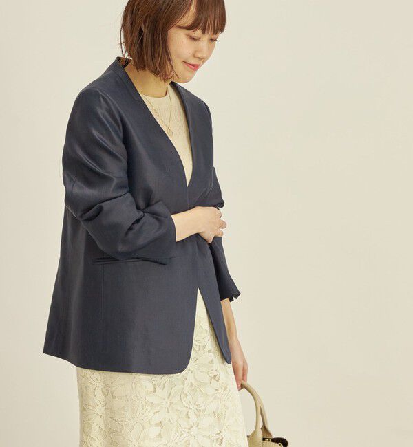 SHIPS for women「NALYA セットアップ ノーラペル ジャケット◇」|ノーカラージャケット|ネイビー