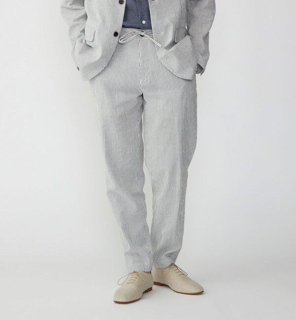 SHIPS「SHIPS:〈手洗い可能〉 サフィラン リネン シアサッカー パンツ (セットアップ対応)」|スラックス|