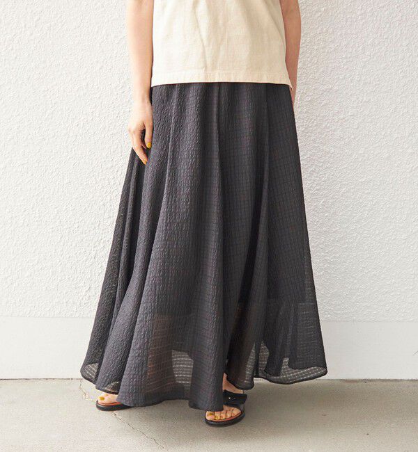 SHIPS for women「〈手洗い可能〉シアサッカー チェック ボリューム スカート◇」|スカート|