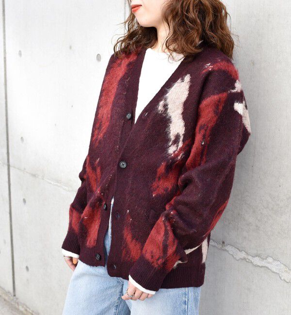 SHIPS any「SHIPS any: シャギー パターン ユニセックス ニット カーディガン 23AW◇」|カーディガン|ブラウン