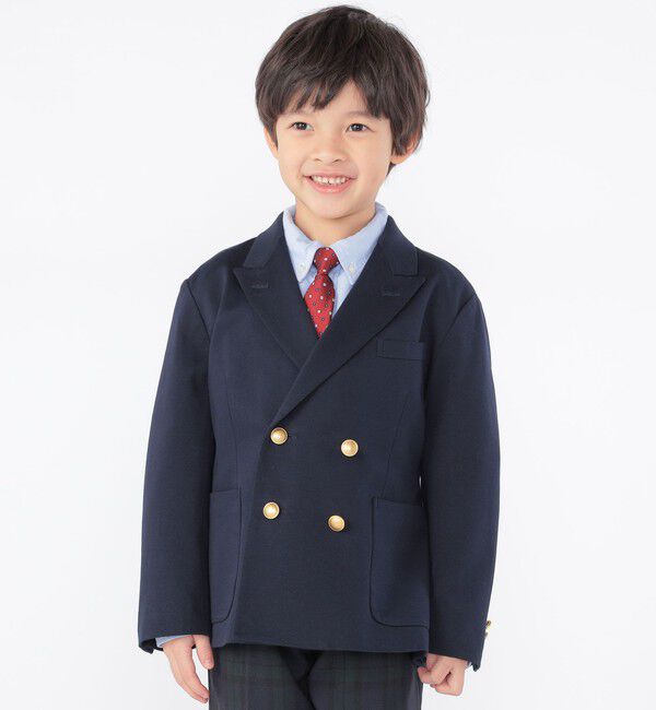 SHIPS KIDS「SHIPS KIDS:110～130cm / ポンチ ダブル ジャケット」|テーラードジャケット|ネイビー