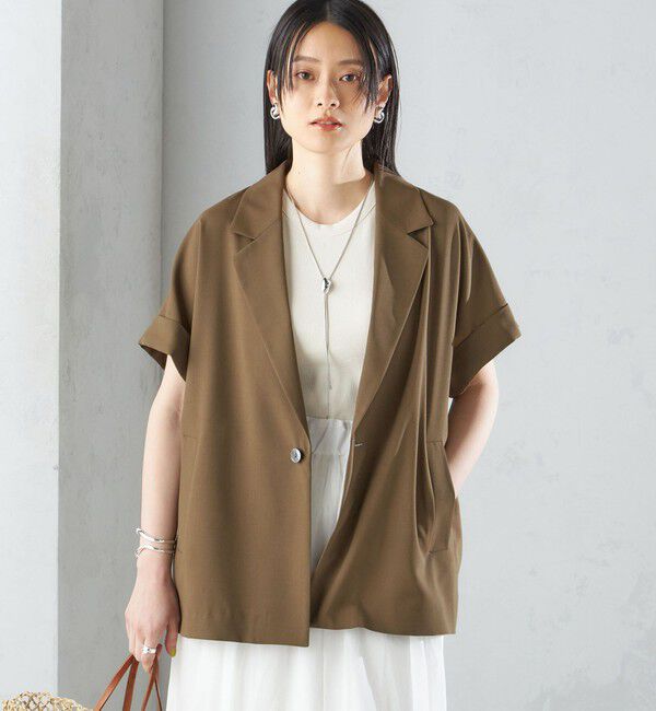 SHIPS for women「〈手洗い可能〉強撚 半袖 テーラードジャケット ◇」|テーラードジャケット|