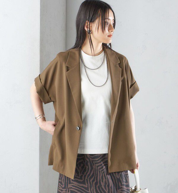 SHIPS for women「〈手洗い可能〉強撚 半袖 テーラードジャケット ◇」|テーラードジャケット|