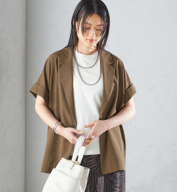 SHIPS for women「〈手洗い可能〉強撚 半袖 テーラードジャケット ◇」|テーラードジャケット|