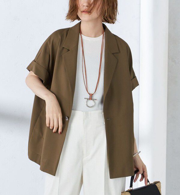 SHIPS for women「〈手洗い可能〉強撚 半袖 テーラードジャケット ◇」|テーラードジャケット|