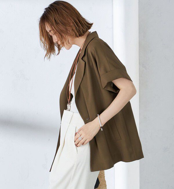 SHIPS for women「〈手洗い可能〉強撚 半袖 テーラードジャケット ◇」|テーラードジャケット|