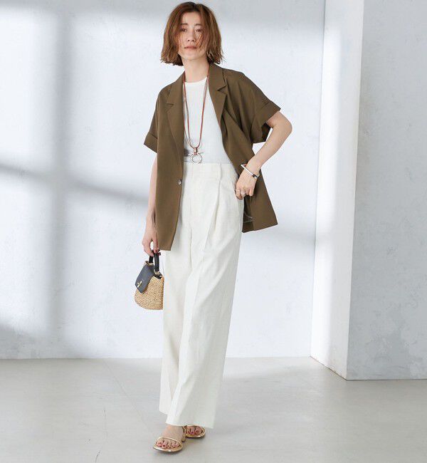 SHIPS for women「〈手洗い可能〉強撚 半袖 テーラードジャケット ◇」|テーラードジャケット|