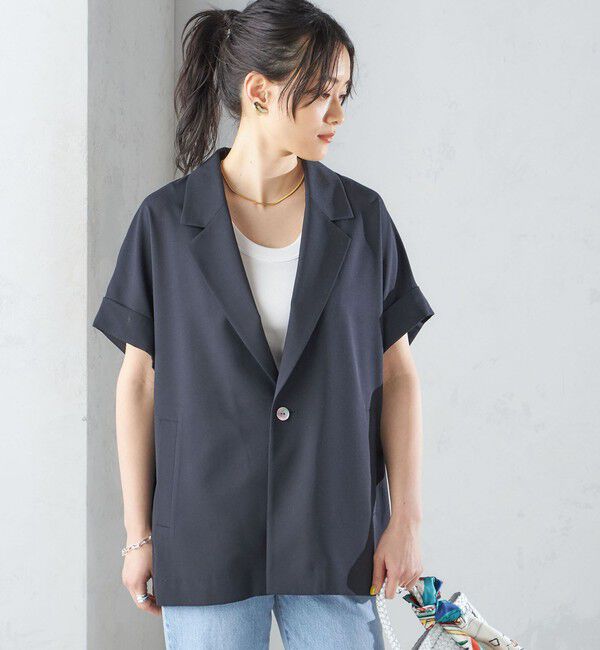 SHIPS for women「〈手洗い可能〉強撚 半袖 テーラードジャケット ◇」|テーラードジャケット|