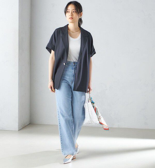 SHIPS for women「〈手洗い可能〉強撚 半袖 テーラードジャケット ◇」|テーラードジャケット|