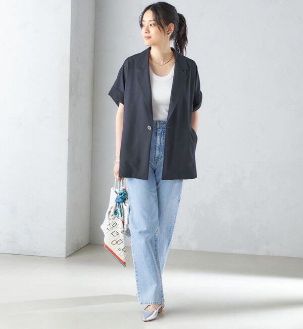 SHIPS for women「〈手洗い可能〉強撚 半袖 テーラードジャケット ◇」|テーラードジャケット|