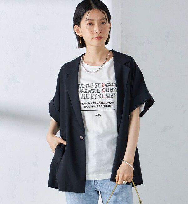 SHIPS for women「〈手洗い可能〉強撚 半袖 テーラードジャケット ◇」|テーラードジャケット|