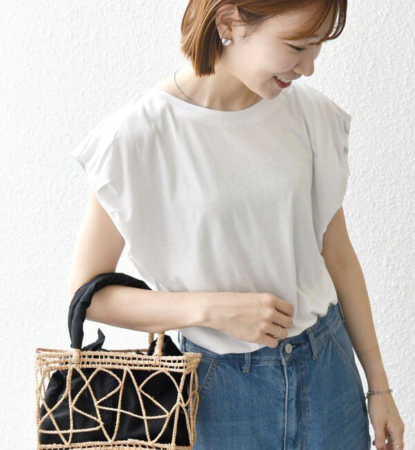 SHIPS any「SHIPS any:〈洗濯機可能〉タックスリーブ デザイン TEE」|Tシャツ・カットソー|ホワイト