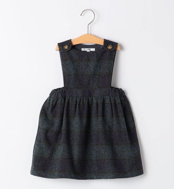 SHIPS KIDS「SHIPS KIDS:80～90cm / ツイード ワンピース」|ジャンパースカート|グリーン