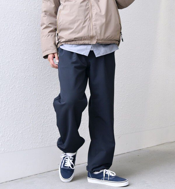 SHIPS any「SHIPS any: ストレッチ 裏起毛 ウォーム 2タック ワイド イージー パンツ◇」|チノ|ダークブルー