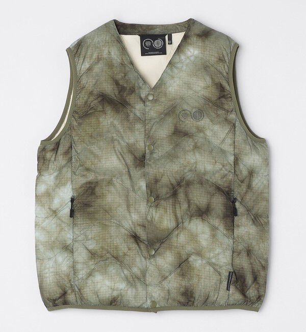 SHIPS「PURPLE MOUNTAIN OBSERVATORY: WAVES TIE DYE VEST」|ダウンベスト・ベスト|ホワイト