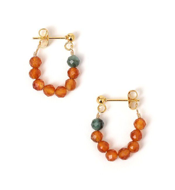 SHIPS any「CONSOLER: カラー ストーン ミックス フープ ピアス 2」|ピアス|オレンジ