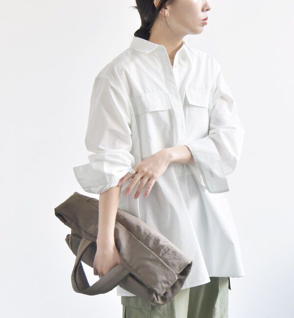 quaranciel「quaranciel:〈洗濯機可能〉REPREVE スキッパー ポケット チュニック シャツ」|シャツ・ブラウス|