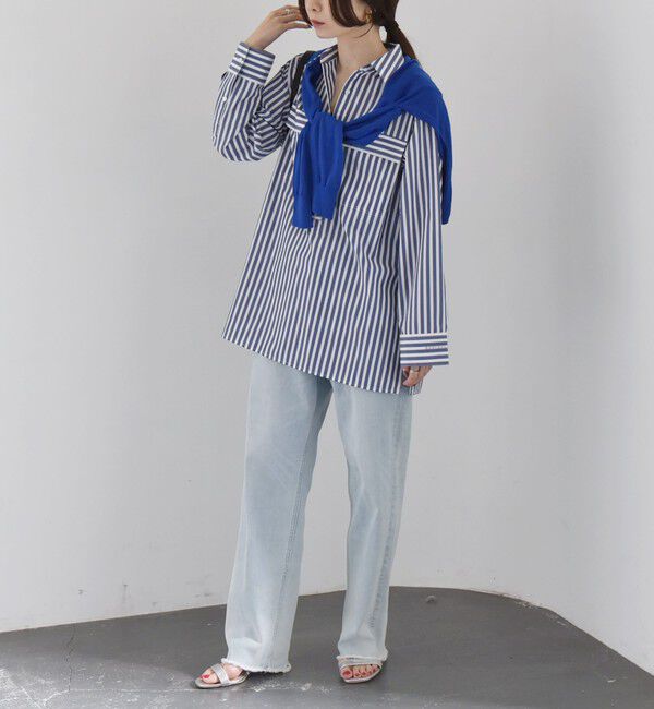 quaranciel「quaranciel:〈洗濯機可能〉REPREVE スキッパー ポケット チュニック シャツ」|シャツ・ブラウス|