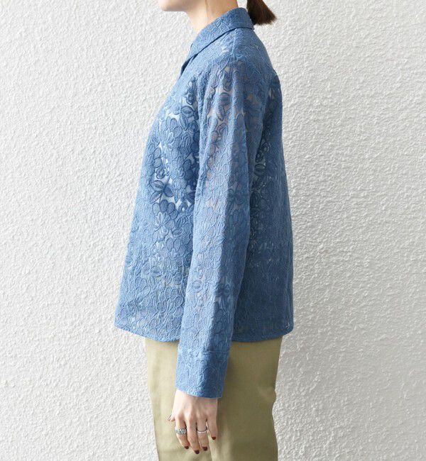 SHIPS any「SHIPS any:〈手洗い可能〉フラワーレース エンブロイダリー シアー シャツ」|シャツ・ブラウス|