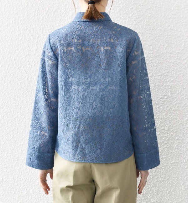 SHIPS any「SHIPS any:〈手洗い可能〉フラワーレース エンブロイダリー シアー シャツ」|シャツ・ブラウス|