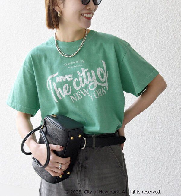 SHIPS any「GOOD ROCK SPEED:〈洗濯機可能〉NYC カラー ロゴ プリント TEE」|Tシャツ・カットソー|グリーン