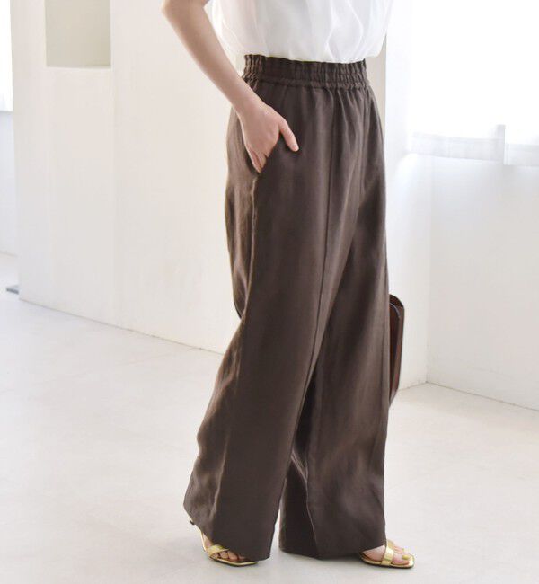 quaranciel「quaranciel:〈洗濯機可能〉ラミー ピンタック ワイド イージー パンツ」|その他|