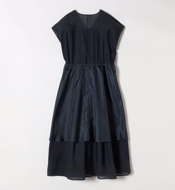 quaranciel「quaranciel :〈洗濯機可能〉シアー ドッキング Vネック フレンチスリーブ ワンピース」|ワンピース|