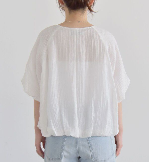 quaranciel「quaranciel:〈洗濯機可能〉シアー ストライプ ギャザーフレア スカート & ブラウス セット」|ワンピース|