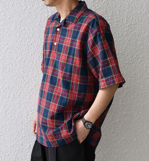 SHIPS any「SHIPS any:〈洗濯機可能〉コットン/リネン チェック オープンカラー プルオーバー シャツ◇」|シャツ・ブラウス|