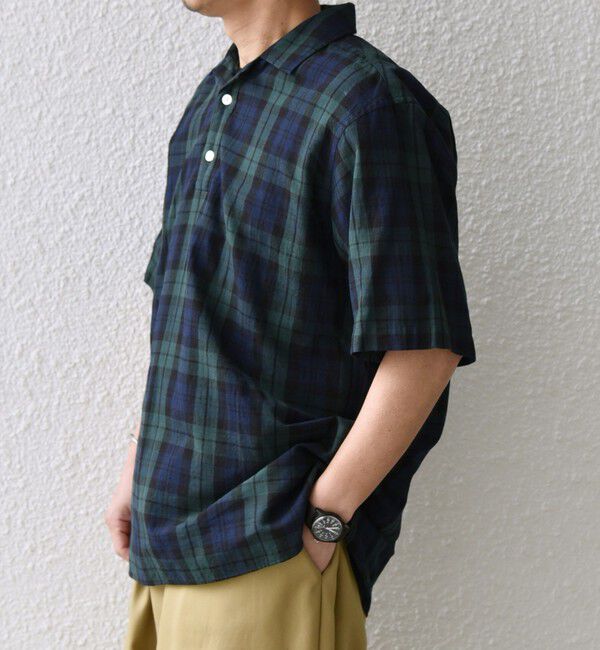 SHIPS any「SHIPS any:〈洗濯機可能〉コットン/リネン チェック オープンカラー プルオーバー シャツ◇」|シャツ・ブラウス|