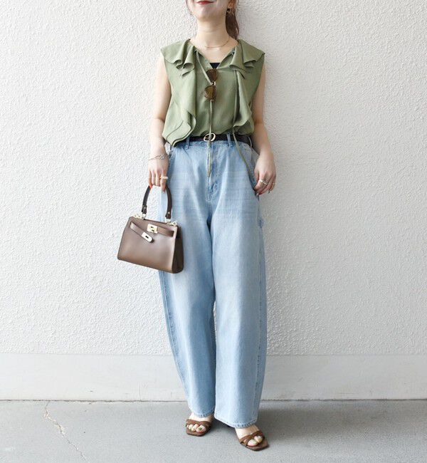 SHIPS any「SHIPS any:〈洗濯機可能〉グロッシー ラッフル フリル ノースリーブ ブラウス」|シャツ・ブラウス|