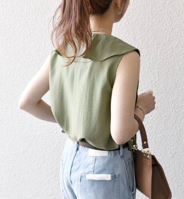 SHIPS any「SHIPS any:〈洗濯機可能〉グロッシー ラッフル フリル ノースリーブ ブラウス」|シャツ・ブラウス|