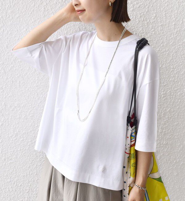 SHIPS for women「ワンポイント 刺繍 スムース ワイド TEE」|Tシャツ・カットソー|ホワイト