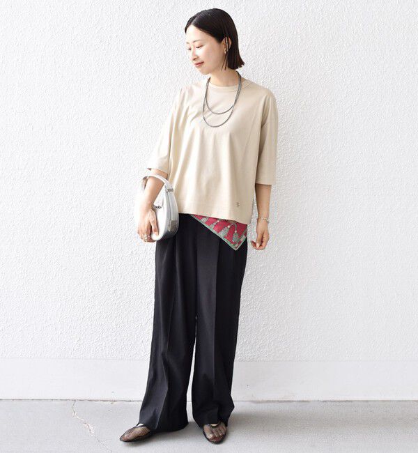 SHIPS for women「ワンポイント 刺繍 スムース ワイド TEE」|Tシャツ・カットソー|