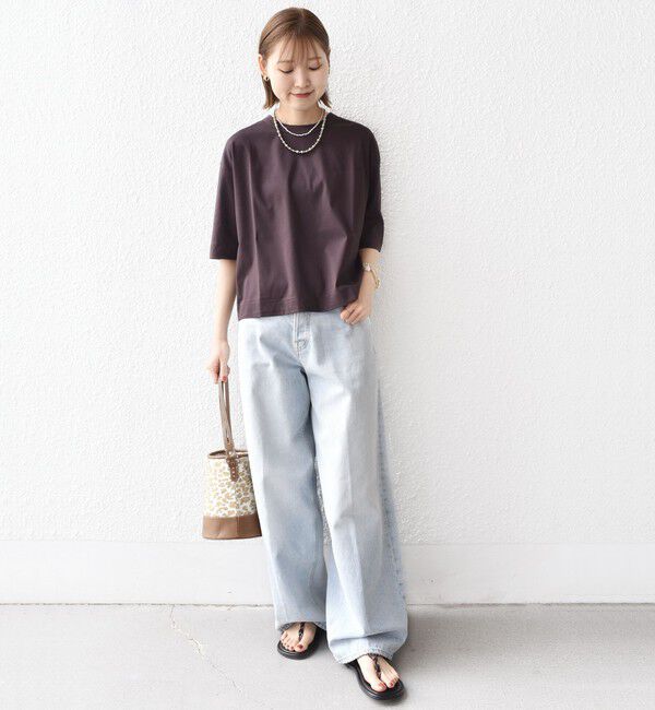 SHIPS for women「ワンポイント 刺繍 スムース ワイド TEE」|Tシャツ・カットソー|