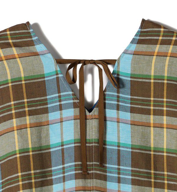 SHIPS for women「SHIPS Primary Navy Label:〈手洗い可能〉カラー マドラス サック ワンピース」|ワンピース|