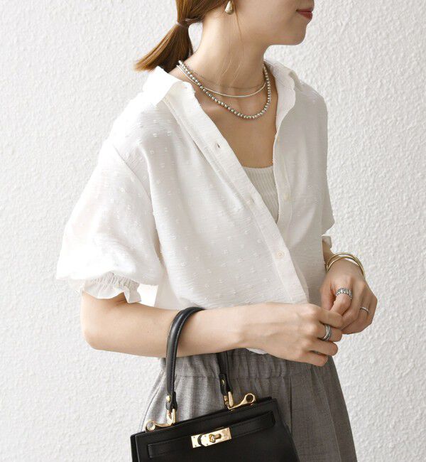 SHIPS any「SHIPS any:〈洗濯機可能〉カットドビー ジャージー パフ シャツ」|Tシャツ・カットソー|