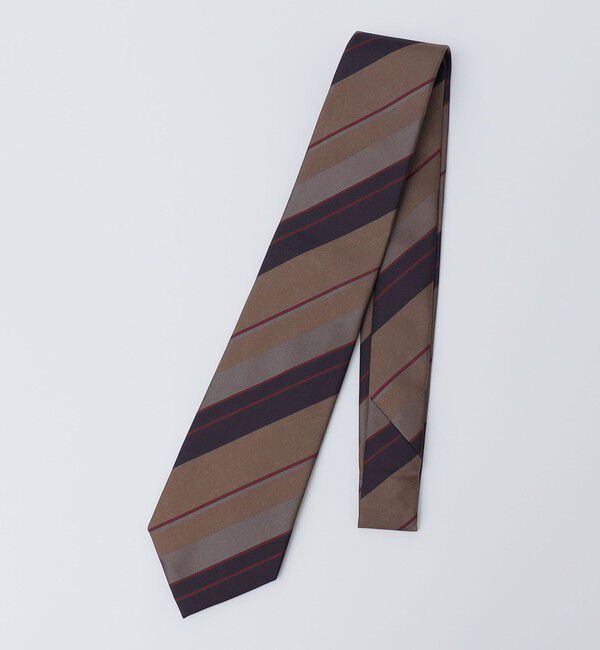 SHIPS「SHIPS: シルク カスミ サテン マルチ ストライプ ネクタイ」|ネクタイ・蝶ネクタイ|ベージュ系