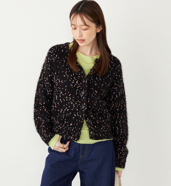 SHIPS Colors 「SHIPS Colors:〈手洗い可能〉カラー ネップ ニットカーディガン◇」|カーディガン|ブラック