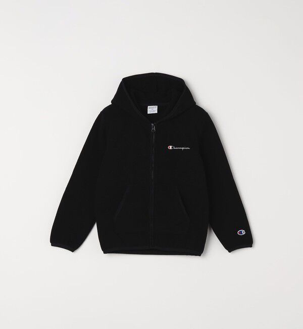 SHIPS any「Champion:〈洗濯機可能〉フリース ジップ フード ジャケット<KIDS>」|ブルゾン・スタジャン|ブラック